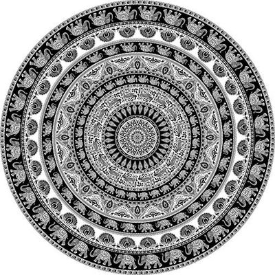 Miracle Home Mandala/Pareo Multi 309, 100% Algodón, Negro, 180RD
