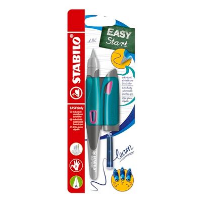 Stabilo EASYbirdy - Penna Stilografica Ergonomica - Rosa/Turchese - per Destrimani - Punta Principiante - Cartuccia Blu inclusa