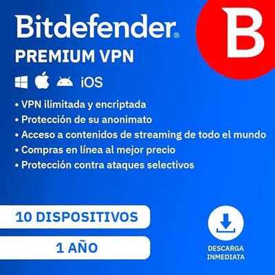 Bitdefender Premium VPN 2024 | 10 Dispositivos| 1 año | PC/Mac/Móvil | Código de activación enviado por email