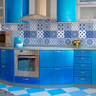 9 Stickers adhésifs carrelages | Sticker Autocollant Carreaux de Ciment - Mosaïque carrelage Mural Salle de Bain et Cuisine | Carreaux de Ciment adhésif Mural - azulejos - 15 x 15 cm - 9 pièces