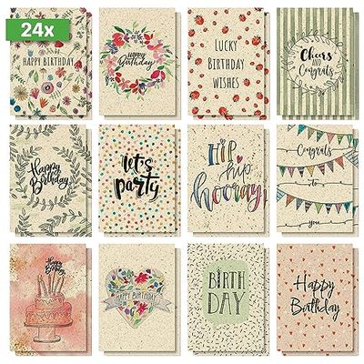 SIGEL DS702 Set of 24 Birthday postcards, 12 motifs, grass cardBoard, pre-printed
