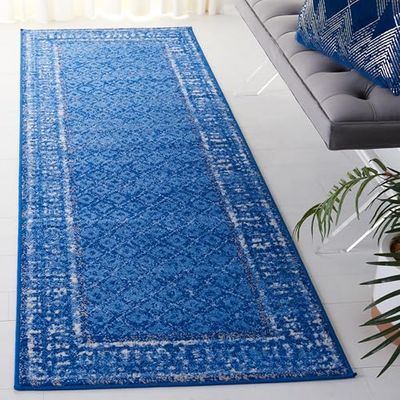 Safavieh Adirondack Collection ADR110F - Corredor para salón, Entrada, vestíbulo, Pasillo, Dormitorio, 60 x 200 cm, Color Azul Claro y Azul Oscuro