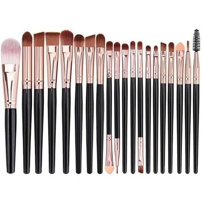 Lot de 20 pinceaux de maquillage professionnels pour fond de teint, anti-cernes et fard à paupières, avec étui de voyage, idéal pour les débutants et les professionnels (or rose)