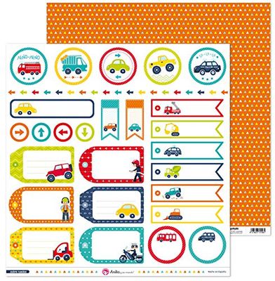 Anita e il suo mondo collezione su ruote, carta per scrapbooking, carta, etichette, 30,5 x 30,5 cm
