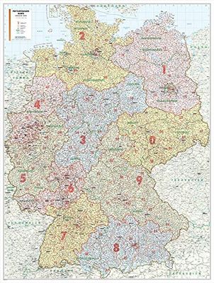 Postleitzahlenkarte Deutschland als Poster: 1:700.000, Format ca. 100 x 140cm, mattes Papier