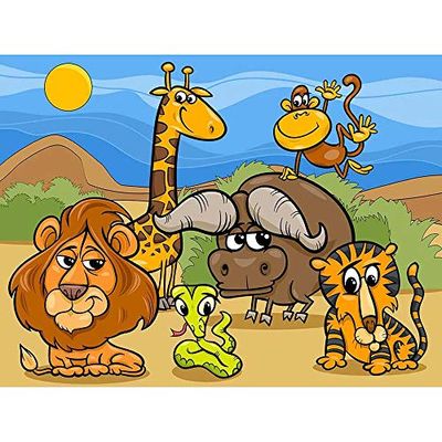 Wee Blue Coo barnkammare djur lejon giraff apa barn sovrum konsttryck affisch väggdekor 30 x 40 cm