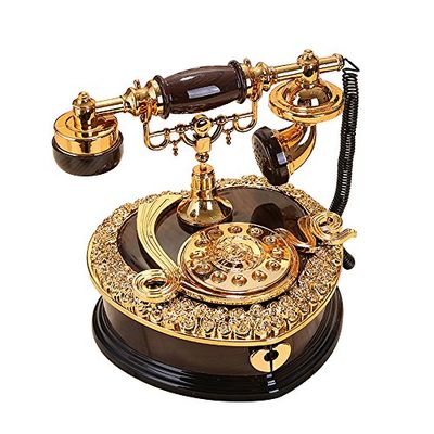 ornerx Vintage Music Box Dial Telephone Black