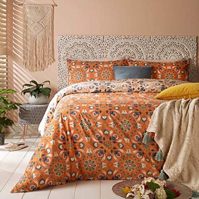 furn. Folk Flora påslakanset och örngott, orange, enkel