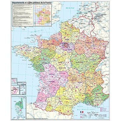 Frankreich Postleitzahlenkarte NEUE AUFLAGE