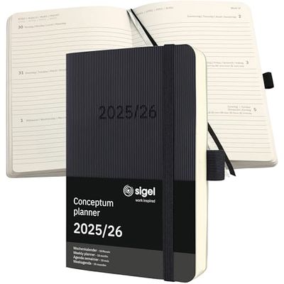 SIGEL C2607 Wochenkalender Conceptum 2025/2026, ca. A6, schwarz