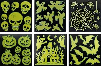 Halloween 3er-Sparset Grusel-Deko Sticker Spuck Festerdekoration: Leuchtet im Dunkeln