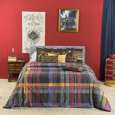 BELUM | Harry Potter Duvet Cover, 100% Cotton Duvet Cover with Buttons, Hogwarts Model, Colourful Picture for 80 cm Beds (140 x 200 cm)