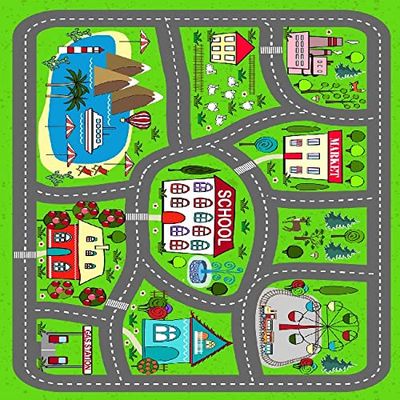 Homemania HMNT107-120X180CM Alfombra Impresa Smurfs Town para Niños, Multicolor, 120 X 180 Cm