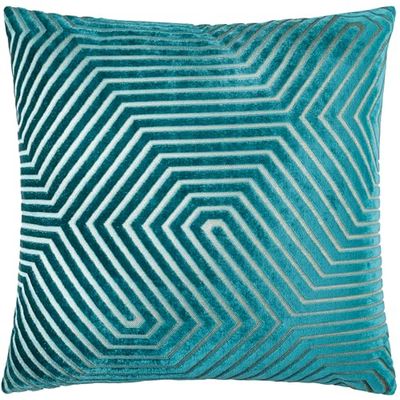 Paoletti Funda de cojín de Terciopelo Evoke: Lujosa Funda de cojín Cuadrada Decorativa con Estampado de chevrones (Verde Azulado - 55x55cm)