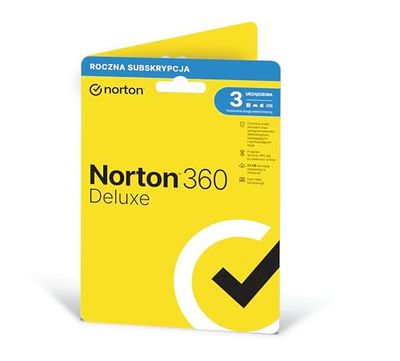 Norton 360 Deluxe 2024, Na 3 Urządzenia, Roczna Subskrypcja, Zawiera Program Antywirusowy, Secure VPN Oraz Password Manager, PC/Mac/IOS/Android, Wersja Pudełkowa