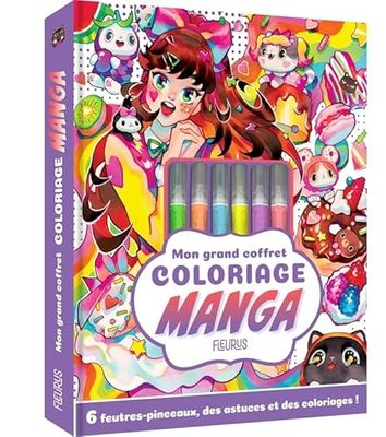 Mon grand coffret coloriage manga: Avec 6 feutres-pinceaux