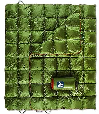 Horizon Hound Couverture de Camping en Duvet – Couverture de Voyage Verte | Duvet isolé Durable | Couette légère et Chaude pour Camping, Stade, randonnée et Festival | Résistante à l'eau, Pliable et