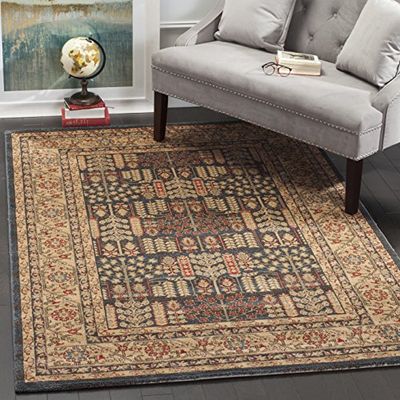 SAFAVIEH Tapis Traditionnel Pour Salon, Salle à manger, Chambre à coucher - Mahal Collection, Tapis à poil court, Marine et naturel, 122 X 170 cm