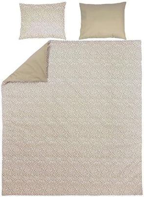 Meyco Home Basic - Juego de cama de matrimonio (100% algodón, material transpirable, fácil cuidado, práctica franja, tamaño: 200 x 200/220 cm), color marrón