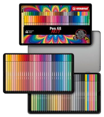 STABILO - Premium Viltstift - Pen 68 - Metalen Arty Etui Met 66 Stuks - Met 65 Verschillende Kleuren