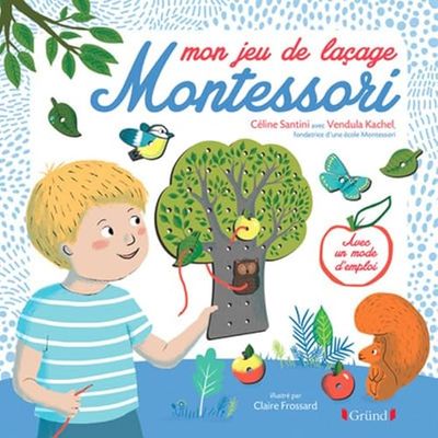 Mon jeu de laçage Montessori – Pochette avec 4 lacets et 11 éléments à trous – À partir de 3 ans