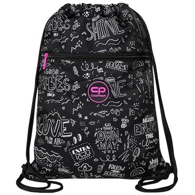 Coolpack Vert B&W Scribble, Sac de Sport à Cordon Unisex Kids, Multicolore, Taille Unique
