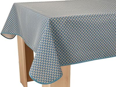 Le linge de Jules Nappe Anti-Taches Paon Bleu foncé - Rectangle 150 x 240 cm