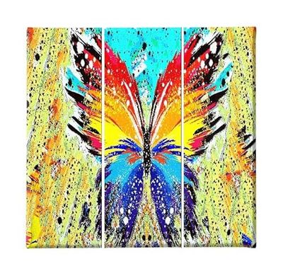 Homemania Wandfoto, Butterfly, 3 delen, dieren, woonkamer, kinderkamer, meerkleurig, 69 x 3 x 50 cm, HM203PKNV-215, polyester, hout