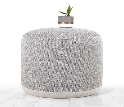 Snygg grå puff, 41 cm höjd x 51 cm djup | 100% linne, 10 cm ortopedisk svamp, PVC-belagda dolda ben | Perfekt för bohemisk och skandinavisk dekor
