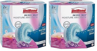 UniBond AERO 360° Moisture Absorber Lavender Garden Refill Tab, aromatherapy, ultra-absorbent and odour-neutralising, for AERO 360° Dehumidifier, Condensation Absorbers, Twin Pack (2 x 450g)