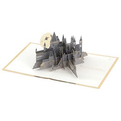 Hallmark Harry Potter Carte 3D et pop-up pour toutes les occasions Motif serpent doré, bâton de balai, anniversaire, fête des pères, Noël, fille, fils, petite-fille, petit-fils, Wizarding World, doré
