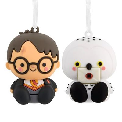 Hallmark Better Together Harry Potter y Hedwig - Adornos magnéticos de Navidad, Juego de 2