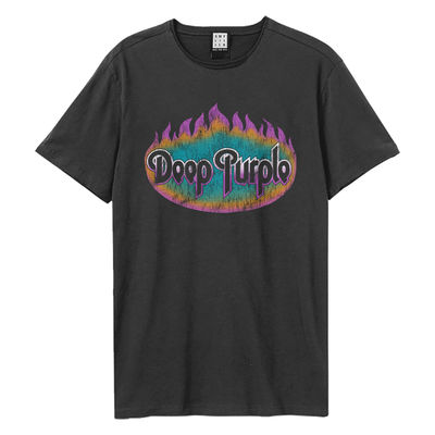 Amplified Unisex Adult Flames Deep Purple T-Shirt