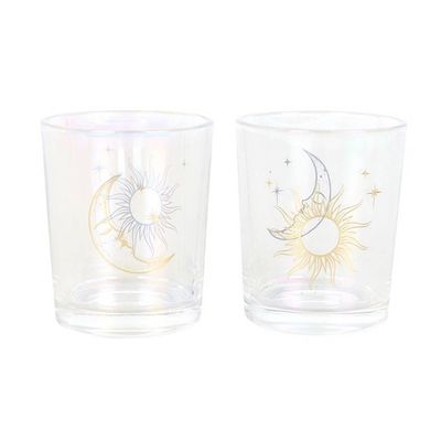 Something Different Iridescent Sun & Moon Face Votive Candle Holder (Pack of 2)