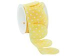 Stoffband Ziehblume "Tupfen", gelb-weiß, 5 cm, 2,5 m