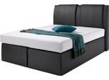Boxspringbett, schwarz, Liegefläche B/L: 180cm x 200cm, H2 + H2, Bonnell-Federkernmatratze, Bonnell- Federkernmatratze: Bezug obere Matratze: 80% Baumwolle, 20% Polyester;7-Zonen-Kaltschaummatratze: Bezug obere Matratze: 80% Baumwolle, 20% Polyester;5-Zonen-Tonnen-Taschenfederkernmatratze: Bezug obere Matratze: 100% Polyester., WESTFALIA SCHLAFKOMFORT, Komplettbetten, Boxspringbett