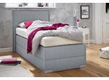Boxspringbett, grau, Liegefläche B/L: 90cm x 200cm, H3, Bonnell-Federkernmatratze, Bettrahmen und seitliche Einfassung Unterbox und Obermatratze: Fein-Strukturstoff (77% Polyester, 23% Viskose).;Spiegelfläche der Matratzen: 100% Polyester, WESTFALIA SCHLAFKOMFORT, Komplettbetten, Boxspringbett
