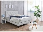 Boxspringbett MAINTAL, grau (hellgrau), Liegefläche B/L: 140cm x 200cm, H3, Bonnell-Federkernmatratze, Topperbezug Microfaser aus 100% Polyester;Bezug der Spiegelfläche Matratzendrell aus 100% Polyester;Strukturstoff-Bezug (100% Polyester), Komplettbetten, Boxspringbett