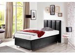 Boxspringbett, schwarz, B:134cm L:210cm, Bezug Unterbox und Kopfteil: Microfaservelours, 100% Polyester in Leder-Optik;Bezug Obermatratze: 100% Polyester, waschbar bis 60C, WESTFALIA SCHLAFKOMFORT, Komplettbetten, Boxspringbett