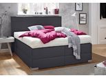 Boxspringbett, grau (anthrazit), Liegefläche B/L: 140cm x 200cm, H3, 7-Zonen-Kaltschaummatratze, Bettrahmen und seitliche Einfassung Unterbox und Obermatratze: Fein-Strukturstoff (77% Polyester, 23% Viskose).;Spiegelfläche der Matratzen: 100% Polyester, WESTFALIA SCHLAFKOMFORT, Komplettbetten, Boxspringbett