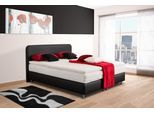 Boxspringbett, schwarz, B:170cm L:212cm, Bezug Kaltschaum-Topper: mit Klimafaser versteppt, 100% Polyester;Bezug untere Box und Kopfteil: wahlweise hochwertiger Microvelour (100% Polyester), feiner Strukturstoff (100% Polyester) oder Kunstleder;Bezug Obermatratze: 100% Polyester, Bezug abnehm- und waschbar bis 60C, WESTFALIA SCHLAFKOMFORT, Komplettbetten, Boxspringbett, inkl. Kaltschaum-Topper