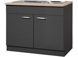 Spülenschrank WIHO KÜCHEN "Michigan", grau (front und korpus: anthrazit, arbeitsplatte: sonoma eiche), B:100cm H:85cm T:60cm, Schränke, Spülenschrank