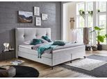 Boxspringbett "Romy", grau (hellgrau), B:194cm L:214cm, Bezug Bettbox und Obermatratze: Strukturstoff (90% Polyester, 10% Nylon);Topper: Jersey (100% Polyester), ATLANTIC HOME COLLECTION, Komplettbetten, Boxspringbett