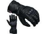 PROANTI Motorradhandschuhe speziell für Regenwetter und den Winter geeignet, aus Leder, schwarz