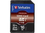 Verbatim Speicherkarte SDHC/SDXC Premium, Speicherkapazität 16 GB