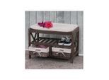 Schuhregal MCW-C48, Sitzbank Schuhablage, Shabby-Look Vintage 45x65x34cm ~ braun
