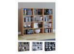VCM Holzregal stehend platzsparender CD-Schrank für 480 CDs oder 224 DVDs Maße:H. 82 x B. 102 x T. 23 cm Elegantes DVD Regal stehend Blu-Ray Regal CD Regal Megosa L
