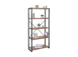 Bücherregal MCW-A27, Standregal Wohnregal, 165x80cm 3D-Struktur 5 Ebenen, Wildeiche-Optik