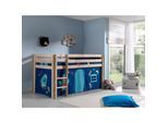 Vipack Spielbett Pino, Kiefer massiv natur mit Vorhang - Dessin Astro