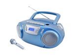 Soundmaster SCD5800BL CD/MP3 Boombox mit Radio, Kassettenrekorder, USB und externem Mikrophon